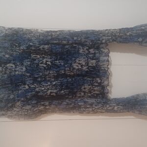 Sheer Blue and Black Long Sleeve Top